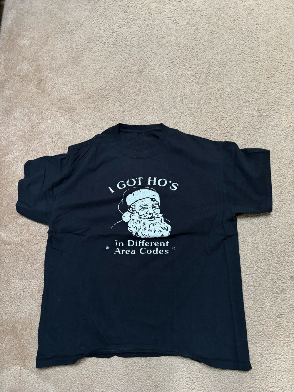 Black Graphic Santa Tee - I Got Ho's in Different Area Codes men’s xl
